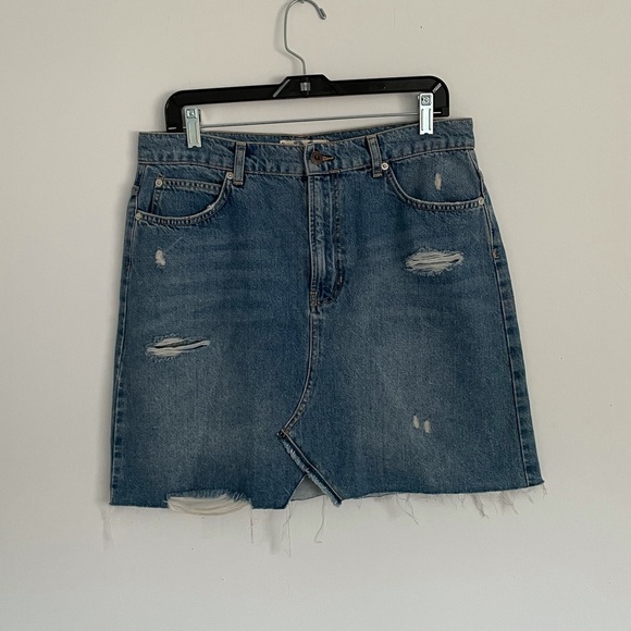 Free People Hallie Denim Distressed Mini Skirt - Picture 4 of 7